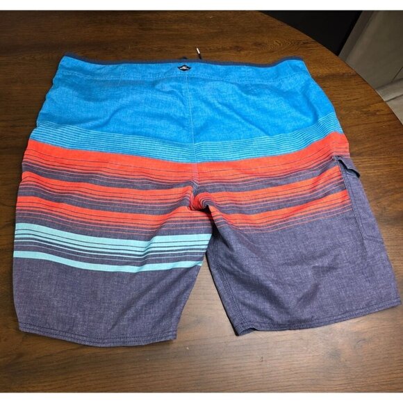 ONeill Mens Size 40 Board Shorts Blue/Red Striped Swim Trunks Polyester Adjustab - Picture 7 of 13